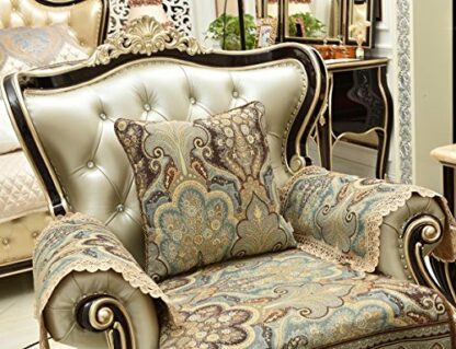 Sideli Armrest Pads European Green Sofa Armrest Protector Non-Slip Sofa Arm Pad With Lace Decor (Green, 2PC-Arm cover 20x24) - Image 4