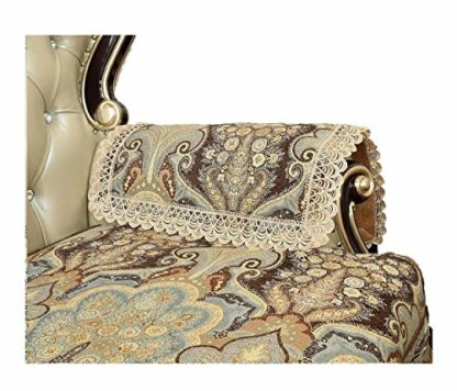 Sideli Armrest Pads European Green Sofa Armrest Protector Non-Slip Sofa Arm Pad With Lace Decor (Green, 2PC-Arm cover 20x24) - Image 2