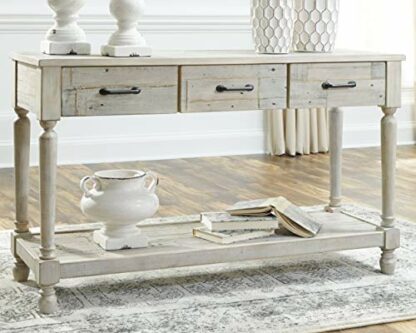 Signature Design by Ashley - Shawnalore Sofa Table w/Fixed Shelf, Whitewash Wood 3 Signature Design by Ashley - Shawnalore Sofa Table w/Fixed Shelf, Whitewash Wood - Image 3