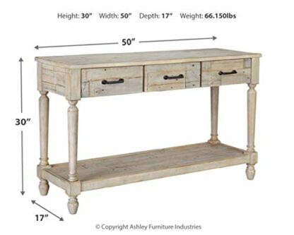 Signature Design by Ashley - Shawnalore Sofa Table w/Fixed Shelf, Whitewash Wood 4 Signature Design by Ashley - Shawnalore Sofa Table w/Fixed Shelf, Whitewash Wood - Image 4