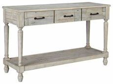Signature Design by Ashley - Shawnalore Sofa Table w/Fixed Shelf, Whitewash Wood