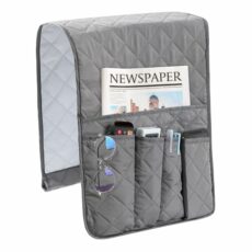 Skibetfo Armchair Caddy Anti-Slip Sofa Organiser Arm Chair Organisers Bedside Pocket Remote Control Holder Couch Caddy with 5 Pockets for Table, TV Remote Control, Cellphone Magazines