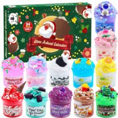 Slime Advent Calendar 2024 - Christmas Countdown Calendars 24 Days of Surprises with Different Texture Slime and Toys Kit Funny Gifts for Toddler Kids Teens Girls Boys 4 5 6 7 8 9 10 11 12 Year Old