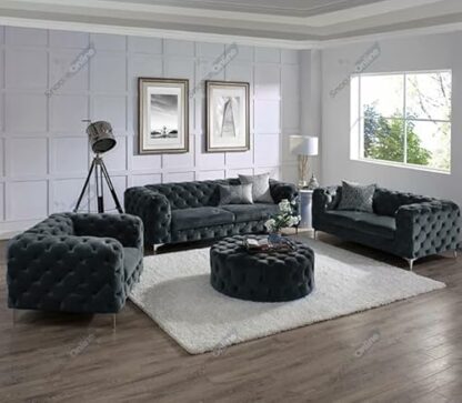 Snooze Velvet Monaco 3 and 2 Seater Sofa Sets, Corner Sofas For Living Room, Upholstered Plush Fabric 3 Seater Velvet Sofas - Image 4