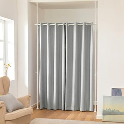 SoBuy KLS12-HG, Blackout Curtain with Adjustable Metal Rods, Opaque Curtain for Closet, Bedroom, Living Room and Study - Image 4