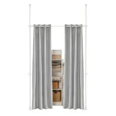 SoBuy KLS12-HG, Blackout Curtain with Adjustable Metal Rods, Opaque Curtain for Closet, Bedroom, Living Room and Study