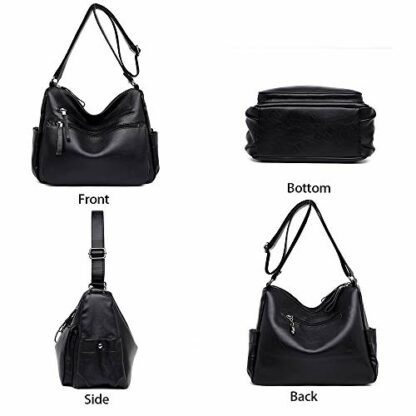 Soft Ladies Leather Crossbody Bags Girls Lightweight Shoulder Handbags for Women Multi-Pocket with Adjustable Shoulder Strap - Image 3