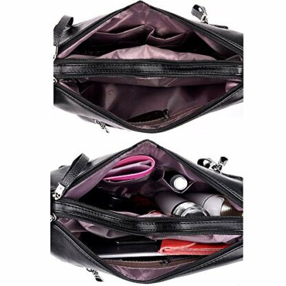 Soft Ladies Leather Crossbody Bags Girls Lightweight Shoulder Handbags for Women Multi-Pocket with Adjustable Shoulder Strap - Image 4