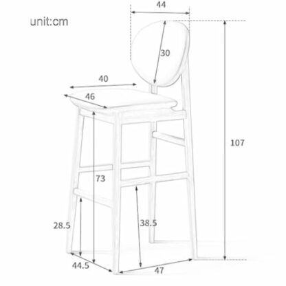Solid Oak Wood Upholstered Barstool with Backrest Tall Height Padded Seat Perfect for Dining Makeup Vanity Bedroom Living Room - Image 4