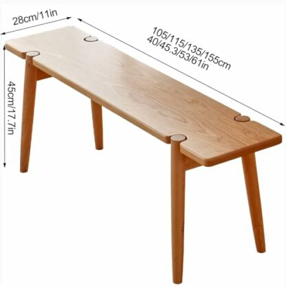Solid Wood Dining Room Table Bench Multifunctional Shoe Changing Stool for Kitchen and Porch Large Cherry Wood Bench for Entryway Extra Long Wooden Bench for Dining Room (105cm/40in) - Image 3