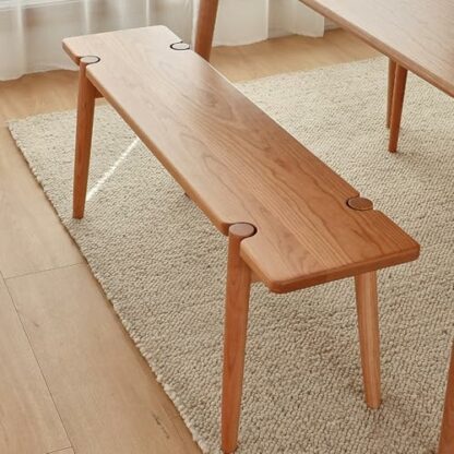 Solid Wood Dining Room Table Bench Multifunctional Shoe Changing Stool for Kitchen and Porch Large Cherry Wood Bench for Entryway Extra Long Wooden Bench for Dining Room (105cm/40in) - Image 2