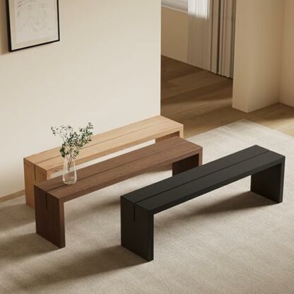 SEIFE Kitchen wooden entryway bench chair，Coffee Tables Footstool，Bedroom Bed End Stool，Solid Wood dining room table bench，Kitchen, porch, dining room, farmhouse, foot of bed - Image 3