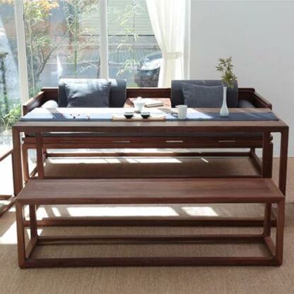 Rustic Solid Wood Entryway Bench Vintage Elm Finish 47 Inch Long Seat for Kitchen Living Room Bedroom Tea Room Balcony Farmhouse Style Indoor Furniture - Image 4