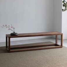 Rustic Solid Wood Entryway Bench Vintage Elm Finish 47 Inch Long Seat for Kitchen Living Room Bedroom Tea Room Balcony Farmhouse Style Indoor Furniture