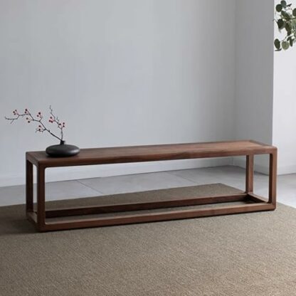 Rustic Solid Wood Entryway Bench Vintage Elm Finish 47 Inch Long Seat for Kitchen Living Room Bedroom Tea Room Balcony Farmhouse Style Indoor Furniture - Image 2