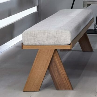 SEIFE Linen kitchen large bench table chair，Solid Wood Bed end stool，narrow Dining table stool，farmhouse indoor long entryway bench，kitchen & dining room benches，Soft seat bench for entryway indoor - Image 2