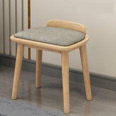 Solid Wood Scandinavian Style Dressing Stool with Fabric Seat Modern Luxury Dining Chair for Makeup Minimalist Vanity Stool (Original Wood A)