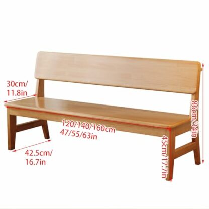 Rustic Grey Wood Farmhouse Bench with Backrest for Living Room Entryway or Dining Table Double Long Bench for Balcony or Home Decor 120 * 45 * 50cm - Image 3