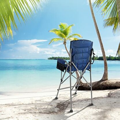 Stonehomy Extra Tall Folding Chairs for Adults 330lbs, Portable Bar Height Foldable Director Chairs for Camping Outside, Comfortable with High Back and Footrest, Blue 3 Stonehomy Extra Tall Folding Chairs for Adults 330lbs, Portable Bar Height Foldable Director Chairs for Camping Outside, Comfortable with High Back and Footrest, Blue - Image 3