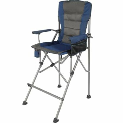 Stonehomy Extra Tall Folding Chairs for Adults 330lbs, Portable Bar Height Foldable Director Chairs for Camping Outside, Comfortable with High Back and Footrest, Blue 2 Stonehomy Extra Tall Folding Chairs for Adults 330lbs, Portable Bar Height Foldable Director Chairs for Camping Outside, Comfortable with High Back and Footrest, Blue - Image 2