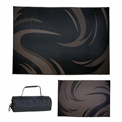 Stylish Camping SD8111 8-Feet x 11-Feet Graphic Swish Outdoor RV Reversible Patio Mat, Black/Brown - Image 2