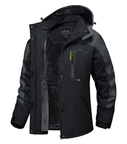 TACVASEN Women's Waterproof Jacket Winter Skiing Outdoor Walking Fleece Coat with Detachable Hood - Image 2
