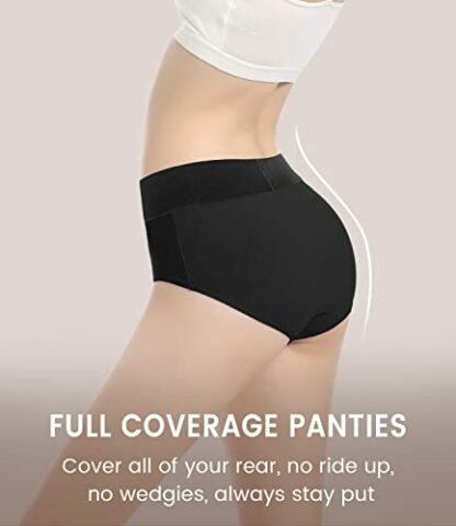 TANSTC Underwear Women High Waist Knickers Cotton Underwear Panties Briefs Full Back Coverage Comfy Stretchy Slight Tummy Contorl Multipack of 5 - Image 4