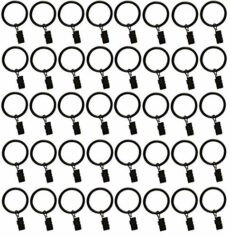 TEJATAN - 2 Inch - Set of 40 - Metal Curtain Rings with Clips and Eyelets - TEJATAN (Also Known as Rings with Curtain Clips/Curtain Clip Rings/Drapery Rings)