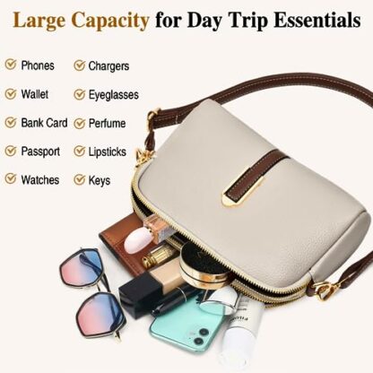 TEUEN Small Crossbody Bag for Women, Leather Handbags,Ladies Phone Bag with Adjustable Wide Strap, Fashion Shoulder Bags with Zip for Shopping Travelling Work City Walks 4 TEUEN Small Crossbody Bag for Women, Leather Handbags,Ladies Phone Bag with Adjustable Wide Strap, Fashion Shoulder Bags with Zip for Shopping Travelling Work City Walks - Image 4