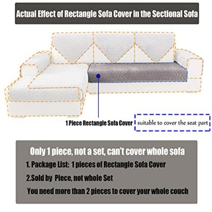 TEWENE Sofa Cover Sectional Couch Covers Anti-Slip Sofa Slipcover for Dogs Cats Pet Love Seat Recliner Living Room Light Grey 36''x94''(Only 1 Piece/Not All Set) - Image 3