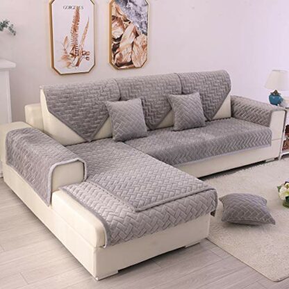 TEWENE Sofa Cover Sectional Couch Covers Anti-Slip Sofa Slipcover for Dogs Cats Pet Love Seat Recliner Living Room Light Grey 36''x94''(Only 1 Piece/Not All Set) - Image 2