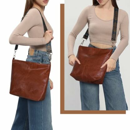TIAASTAP Hobo Bags for Women Leather Cross Body Bag Ladies Handbags & Shoulder Bags with Adjustable Wide Strap Hobo Tote Bag for Shopping Work Travel Daily Use - Image 3
