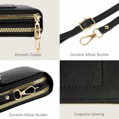 TIECHI Crossbody Phone Bag for Women, Leather Anti Theft Crossbody Bag Women with Adjustable Long Strap, Card Blocking Travel Wallet Handbags for Holiday Essentials Shopping Dating Daily - Image 4