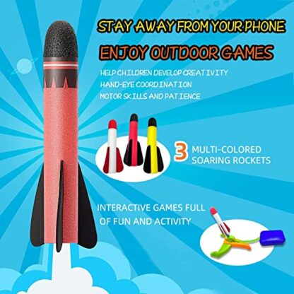 TODARRUN Foam Rocket Launcher For Kids Age 3 4 5 6 7 8+, Fun Catapult Rocket Toys Boys Toys Age 3-12 Girls Gift Rocket Kids Outdoor Toys - Image 4