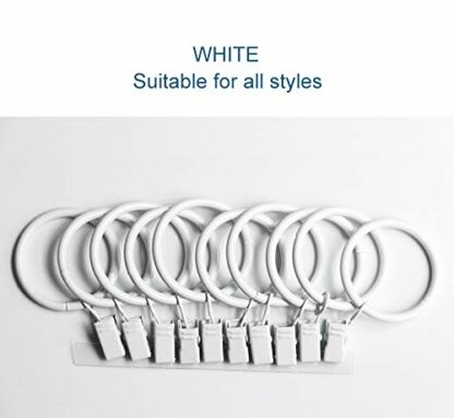 TOOFN 36 Pack Curtain Clips for 5/8 Inch Curtain Rod Strong Metal Decorative Rustproof Drapery Window Curtain Ring with Clips 1 Inch Interior Diameter (White, 25mm) - Image 3