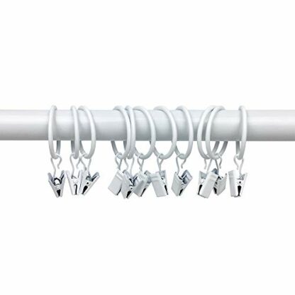 TOOFN 36 Pack Curtain Clips for 5/8 Inch Curtain Rod Strong Metal Decorative Rustproof Drapery Window Curtain Ring with Clips 1 Inch Interior Diameter (White, 25mm) - Image 4