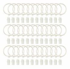 TOOFN 36 Pack Curtain Clips for 5/8 Inch Curtain Rod Strong Metal Decorative Rustproof Drapery Window Curtain Ring with Clips 1 Inch Interior Diameter (White, 25mm)