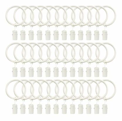 TOOFN 36 Pack Curtain Clips for 5/8 Inch Curtain Rod Strong Metal Decorative Rustproof Drapery Window Curtain Ring with Clips 1 Inch Interior Diameter (White, 25mm) - Image 2