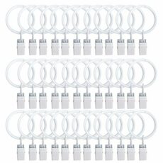 TOOFN 36-pack 1" Decorative Drapery Rings Curtain Rings with clip,White Electroplate Surface and Premium Iron Metal (White, 36)