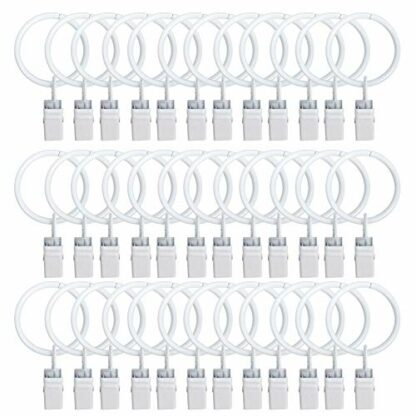 TOOFN 36-pack 1" Decorative Drapery Rings Curtain Rings with clip,White Electroplate Surface and Premium Iron Metal (White, 36) - Image 2