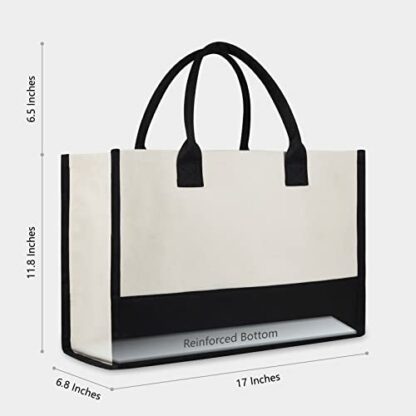 TOPDesign Personalized Initial Canvas Beach Bag, Monogrammed Gift Tote Bag for Women - Image 4