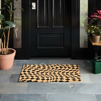 TOWN & COUNTRY TERRA Emmett Groovy Checkerboard Outdoor Door Mat, Natural Coir, Heavyweight, Non-Slip Entryway Mat - Image 3