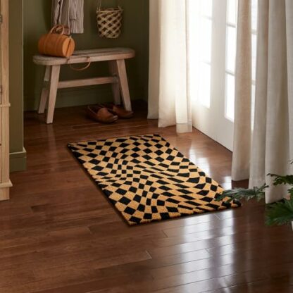 TOWN & COUNTRY TERRA Emmett Groovy Checkerboard Outdoor Door Mat, Natural Coir, Heavyweight, Non-Slip Entryway Mat - Image 4