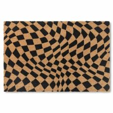 TOWN & COUNTRY TERRA Emmett Groovy Checkerboard Outdoor Door Mat, Natural Coir, Heavyweight, Non-Slip Entryway Mat
