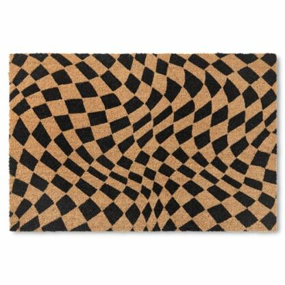 TOWN & COUNTRY TERRA Emmett Groovy Checkerboard Outdoor Door Mat, Natural Coir, Heavyweight, Non-Slip Entryway Mat - Image 2
