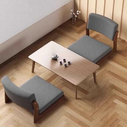 Tatami Chair Accent Furniture, Wooden Meditation Floor Chair, Portable Japanese Legless Floor Seat Chair, Lazy Sofa for Bay Window Meditation Reading, Balcony Chair with Cushion - Image 3