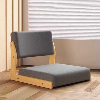 Tatami Chair Accent Furniture, Wooden Meditation Floor Chair, Portable Japanese Legless Floor Seat Chair, Lazy Sofa for Bay Window Meditation Reading, Balcony Chair with Cushion - Image 2