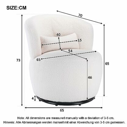 Teddy Fabric Swivel Accent Barrel Armchair: Stylish Lounge Chair with Metal Frame for Living Room, Bedroom, Balcony, and Office - Image 3