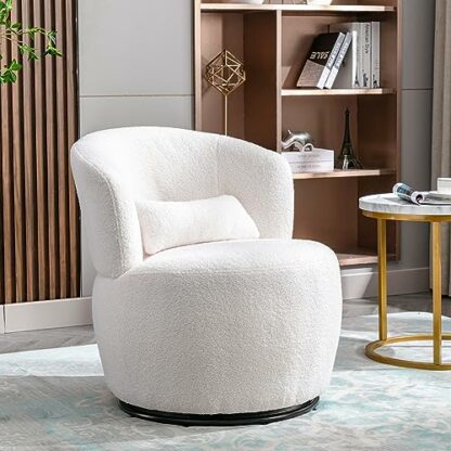 Teddy Fabric Swivel Accent Barrel Armchair: Stylish Lounge Chair with Metal Frame for Living Room, Bedroom, Balcony, and Office - Image 4