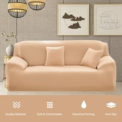 Teynewer 1-Piece Fit Stretch Sofa Cover, Sofa Slipcover Elastic Fabric Minimalism Style Chair Loveseat Couch Settee Sofa Covers Universal Fitted Furniture Cover Protector - Image 3